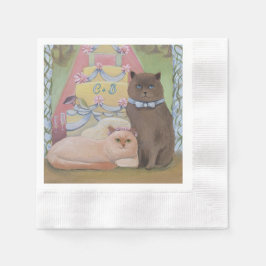 Servilleta De Papel The Wedding Cats Personalize Initials Set of
