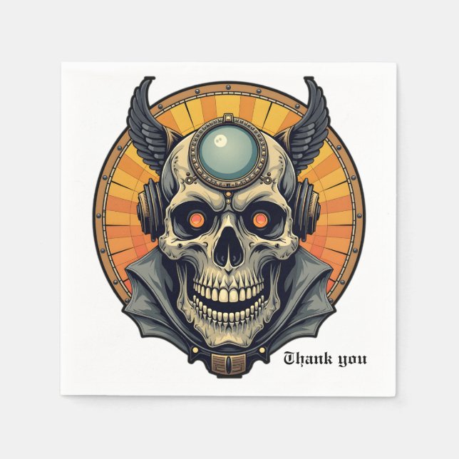 Servilleta De Papel The winged skull.  (Anverso)