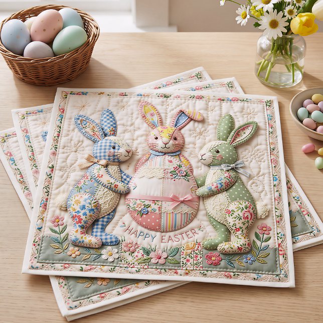 Servilleta De Papel Three Easter Bunny Quilted Look (Subido por el creador)