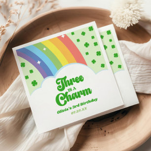 Servilleta De Papel Three Is A Charm Rainbow Cumpleaños 3