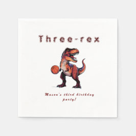 Servilleta De Papel Three-Rex basketball Dino birthday