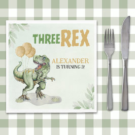 Servilleta De Papel Three Rex - Birthday Boy with Dinosaur Theme