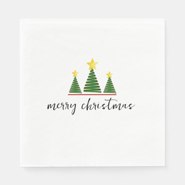 Servilleta De Papel Three Trees, Merry Christmas Paper Napkin (Anverso)