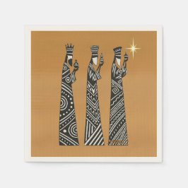 Servilleta De Papel Three Wise Men Black & White Christmas Nativity