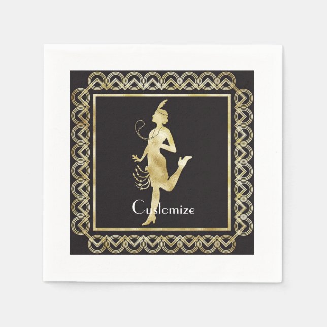 Servilleta De Papel Thunder_Cove, Chica de Flapper de 1920 (Anverso)