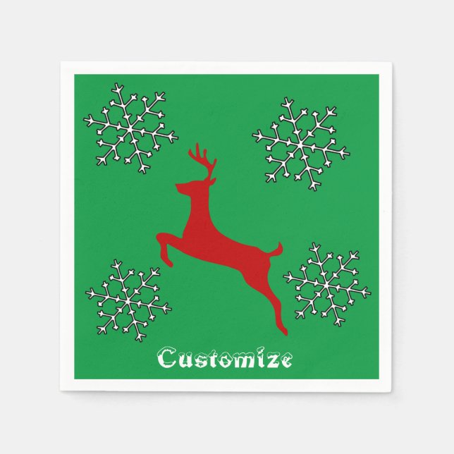 Servilleta De Papel Thunder_Cove, copos de nieve de venado rojo que sa (Anverso)