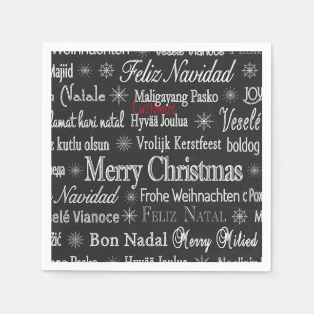 Servilleta De Papel Thunder_Cove de Feliz Navidad en varios idiomas (Anverso)