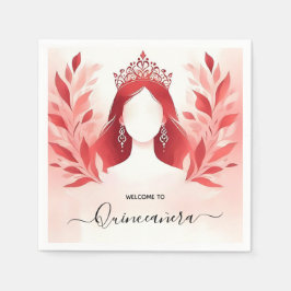 Servilleta De Papel Tiara Black Lace Red Quinceanera