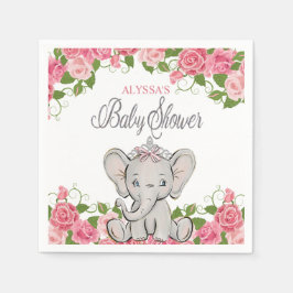 Servilleta De Papel Tiara de elefante princesa floral rosa baby shower