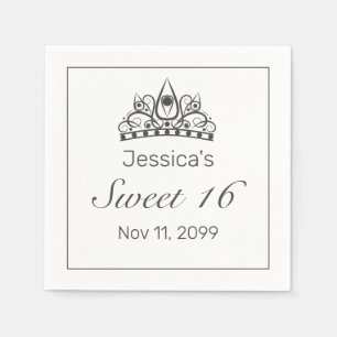 Servilleta De Papel Tiara Minimalista moderno negro dulce 16