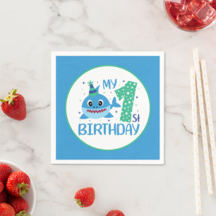 Servilleta De Papel tiburón bebé unisex lindo Primer cumpleaños
