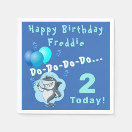 Servilleta De Papel Tiburón lindo | Cumpleaños de los globos azules