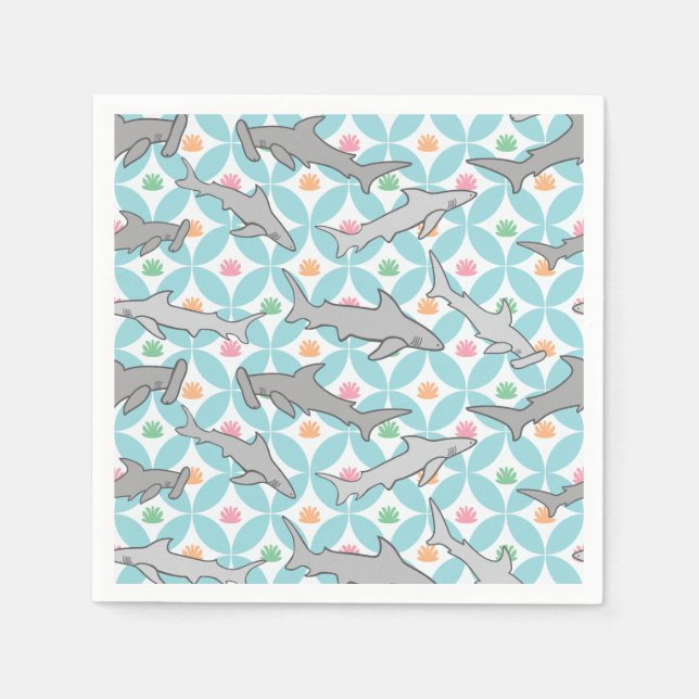 Servilleta De Papel Tiburones nadando en la corriente de mediados del  (Anverso)