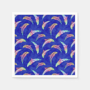 Servilleta De Papel Tie Dye Marine Animals Dolphins Marlins