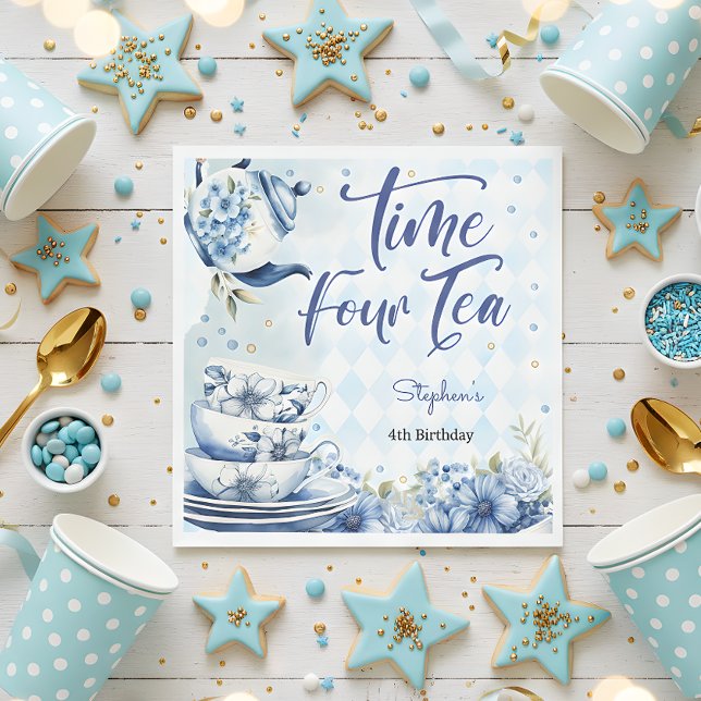 Servilleta De Papel Tiempo cuatro té, cuarto cumpleaños para los niños (Subido por el creador)