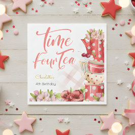 Servilleta De Papel Tiempo cuatro té, cuarto cumpleaños para los niños