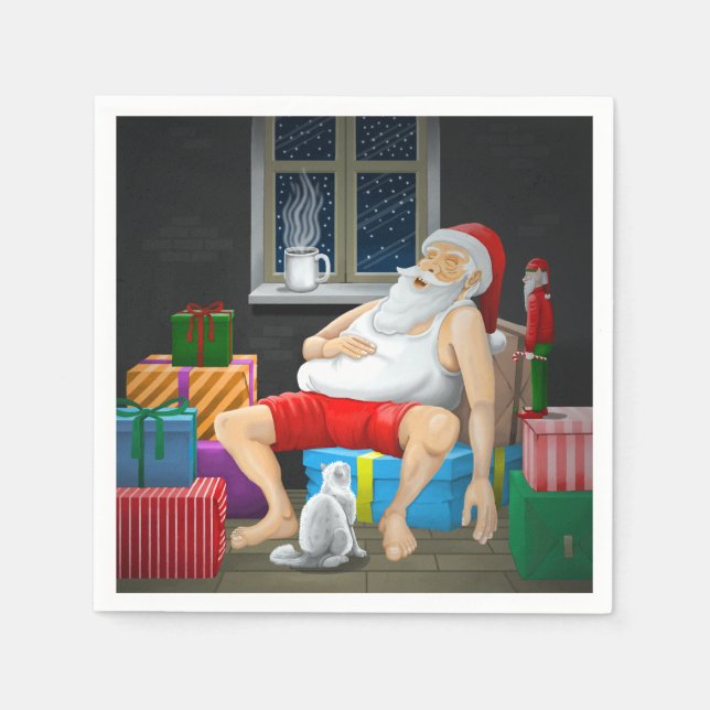 Servilleta De Papel Tiempo de café de Santa Claus (Anverso)