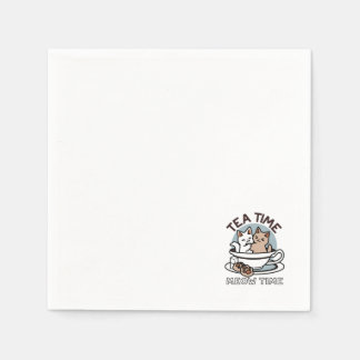 Servilleta De Papel Tiempo de embutido de té - Diseño de gato y té lin