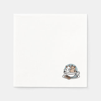 Servilleta De Papel Tiempo de embutido de té - Diseño de gato y té lin