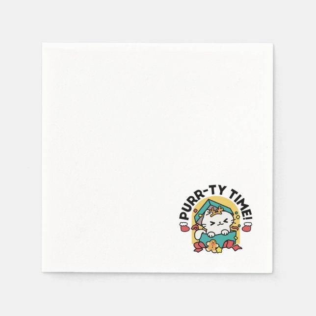 Servilleta De Papel ¡Tiempo de espera! - Diseño de Navidades gatos fes (Anverso)