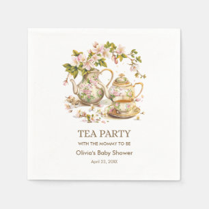 Servilleta De Papel Tiempo de Fiesta del té de la tetera floral para e
