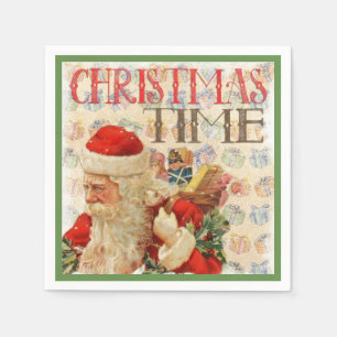 Servilleta De Papel Tiempo de Navidad Vintage Santa Claus
