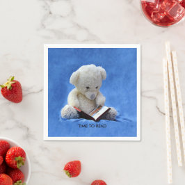 Servilleta De Papel Tiempo de osito de peluche para leer animal azul r