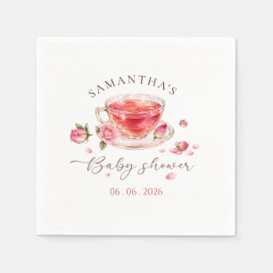 Servilleta De Papel Tiempo para taza de té de vidrio rosas baby shower