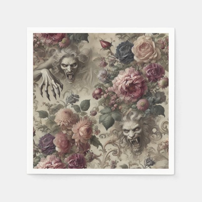 Servilleta De Papel Tiene grilletes - floral gótica (Anverso)