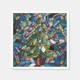 Servilleta De Papel Tiffany-Style Stained Glass Christmas Tree