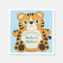 Servilleta De Papel Tiger Baby Shower Blue