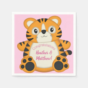 Servilleta De Papel Tiger Baby Shower Pink