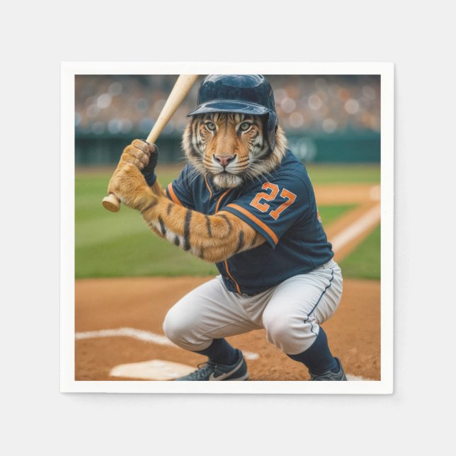 Servilleta De Papel Tiger Baseball Player #27 Up To Bat (Anverso)