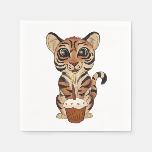 Servilleta De Papel Tigre de cumpleaños (Anverso)