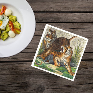 Servilleta De Papel Tigre feroz a rayas asiáticas