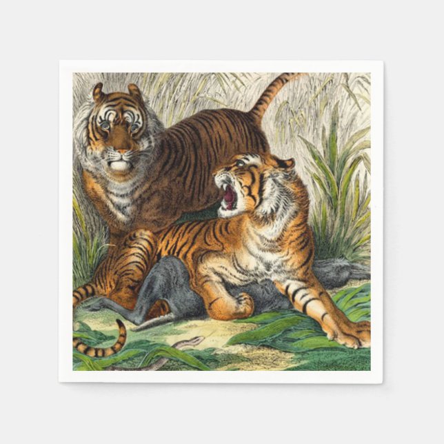 Servilleta De Papel Tigre feroz a rayas asiáticas (Anverso)