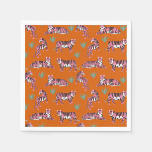 Servilleta De Papel Tigres de la selva naranja boho