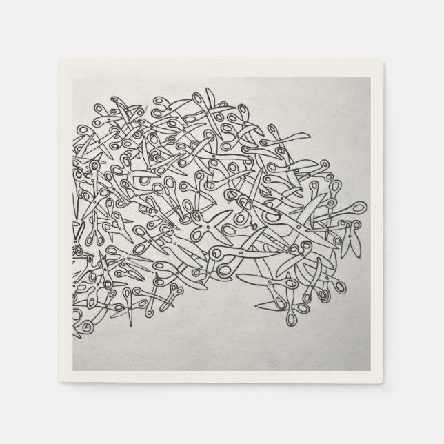 Servilleta De Papel tijeras de pañuelo blanco y negro (Anverso)