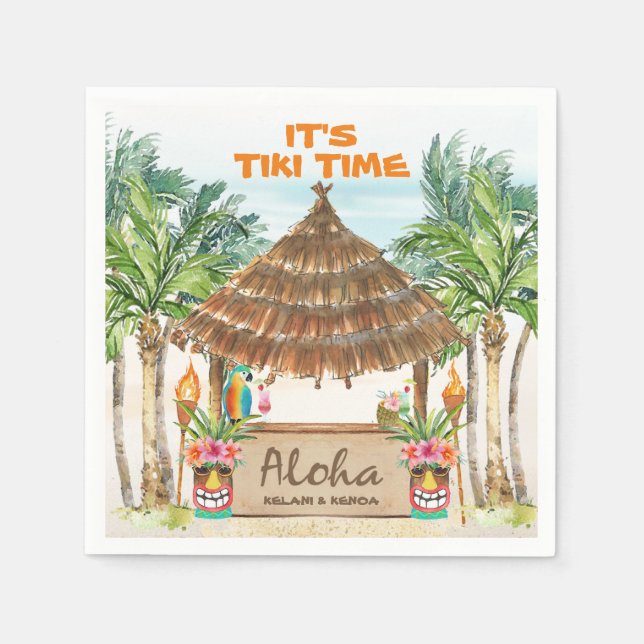 Servilleta De Papel Tiki Luau | Aloha Tropical Beach (Anverso)