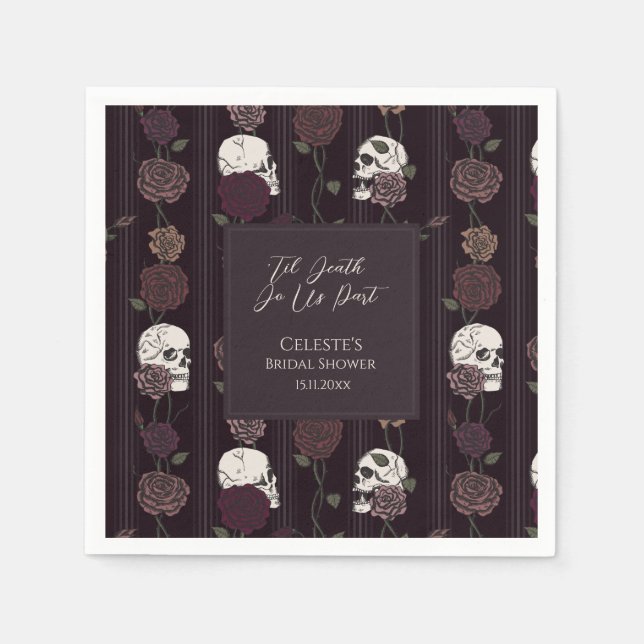 Servilleta De Papel ’Til Death Do Us Part Gothic Skull & Rose Wedding (Anverso)