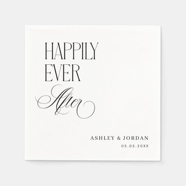 Servilleta De Papel Timeless Luxe Script Happily Ever After Party (Anverso)