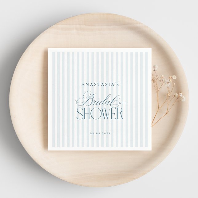 Servilleta De Papel Timeless Old Money Blue Stripes Bridal Shower (Subido por el creador)