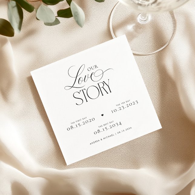 Servilleta De Papel Timeless Script Our Love Story Wedding Engagement (Subido por el creador)