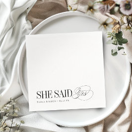 Servilleta De Papel Timeless Typography She Said Yes Engagement Party