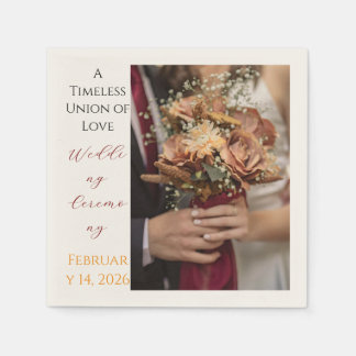 Servilleta De Papel Timeless Wedding Ceremony Floral Photo Paper 
