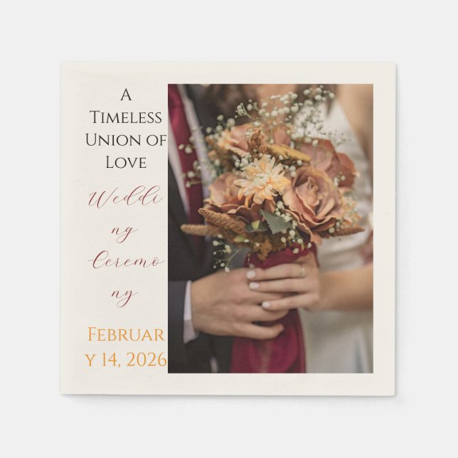 Servilleta De Papel Timeless Wedding Ceremony Floral Photo Paper  (Anverso)