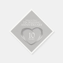 Servilleta De Papel Tin 10.º Boda Aniversario nombres de corazón servi