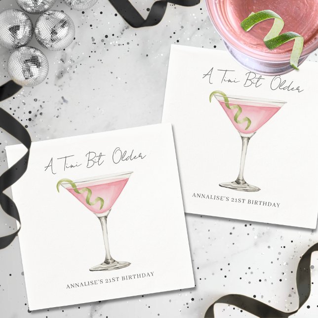 Servilleta De Papel Tini Bit Older Martini Fiesta de Cumpleaños (Tini Bit Older Martini Birthday Party Napkins )