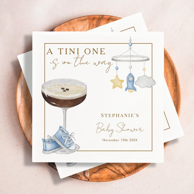 Servilleta De Papel Tini One Blue Espresso Martini Boy Baby Shower (Subido por el creador)