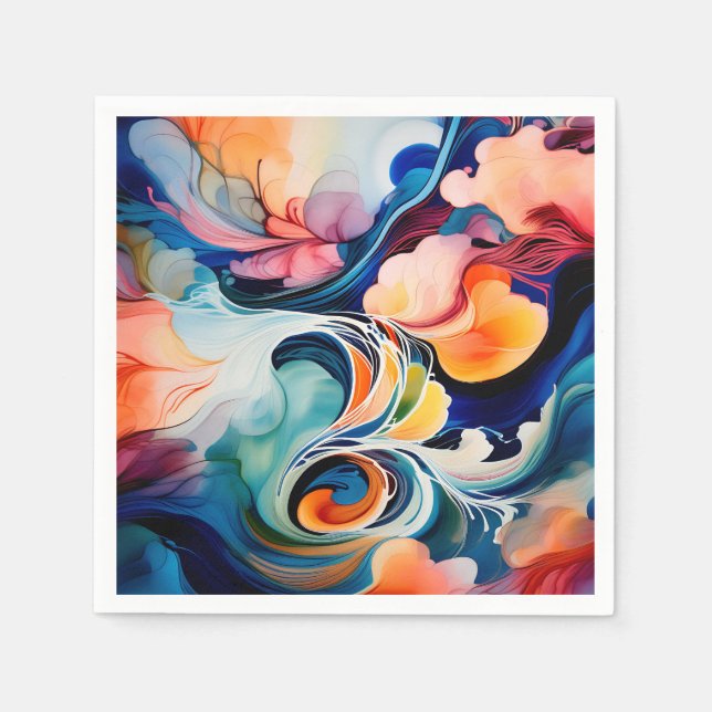 Servilleta De Papel Tinta alcohólica abstracta que fluye (Anverso)